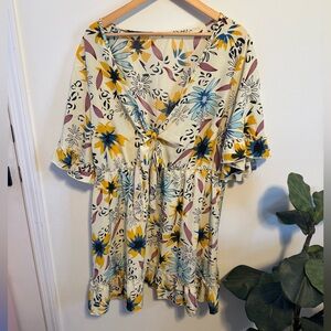 SHEIN Curve Multicolor Floral Dress Tie Front